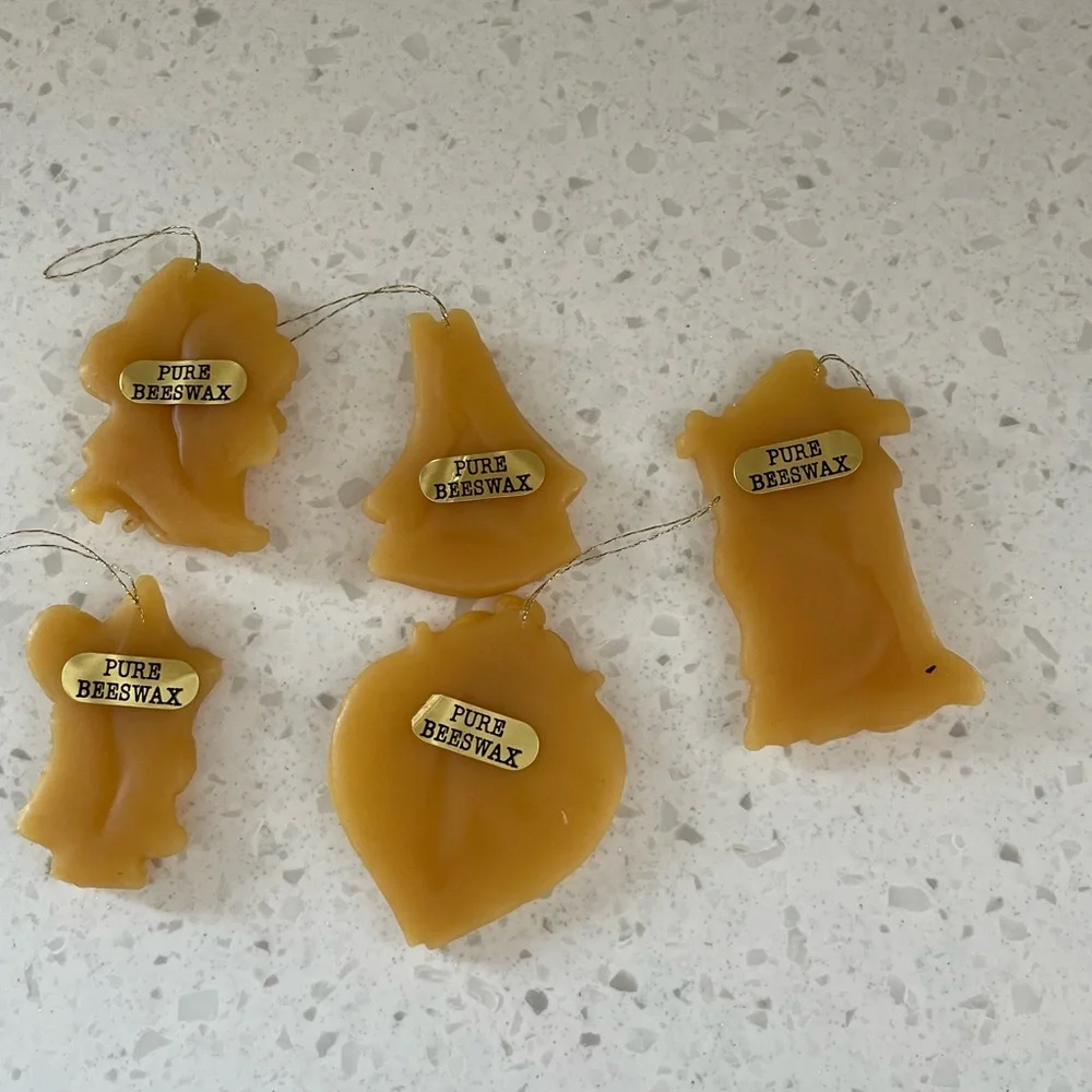 Handcrafted Holiday Beeswax Ornaments Set of 5